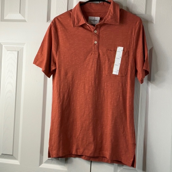 Goodfellow Mens Polo Shirt Colorado Rust Red Short Sleeve Collar Standardized S - Picture 5 of 8